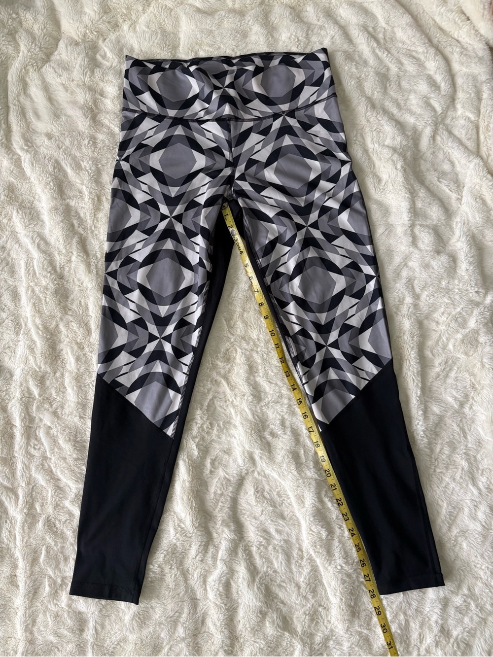 Adidas Women's Geometric Print Training Leggings Black Grey Size Large